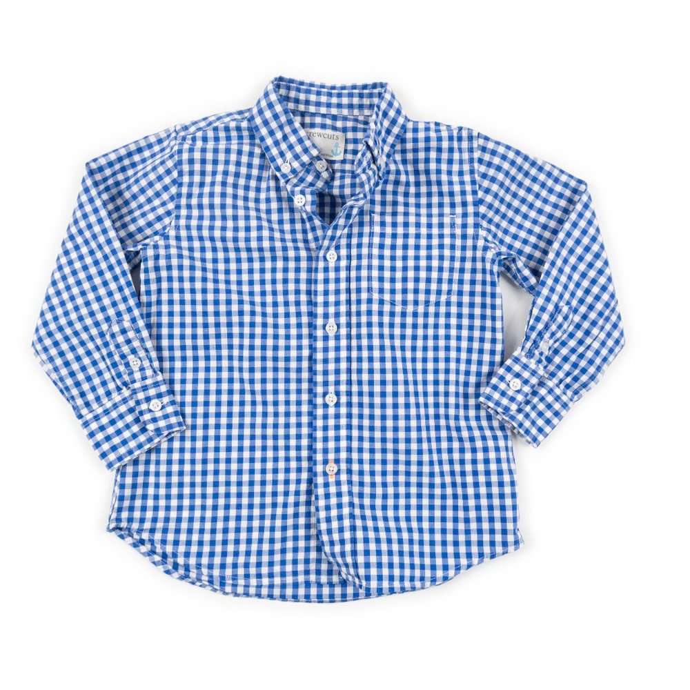 CREWCUTS by J. Crew Secret Wash blue gingham button down shirt toddler size 2